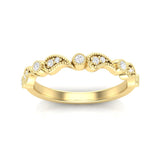 14k Gold Diamond Vintage Milgrain Paisley Stackable Ring Wedding Band - Abtin & Company 