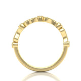 14k Gold Diamond Vintage Milgrain Paisley Stackable Ring Wedding Band - Abtin & Company 