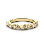 14k Gold Diamond Vintage Milgrain Paisley Stackable Ring Wedding Band - Abtin & Company 