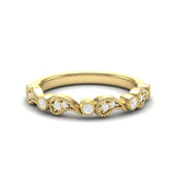14k Gold Diamond Vintage Milgrain Paisley Stackable Ring Wedding Band - Abtin & Company 