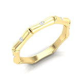 14k Gold Diamond Bamboo Ring Wedding Band - Abtin & Company 