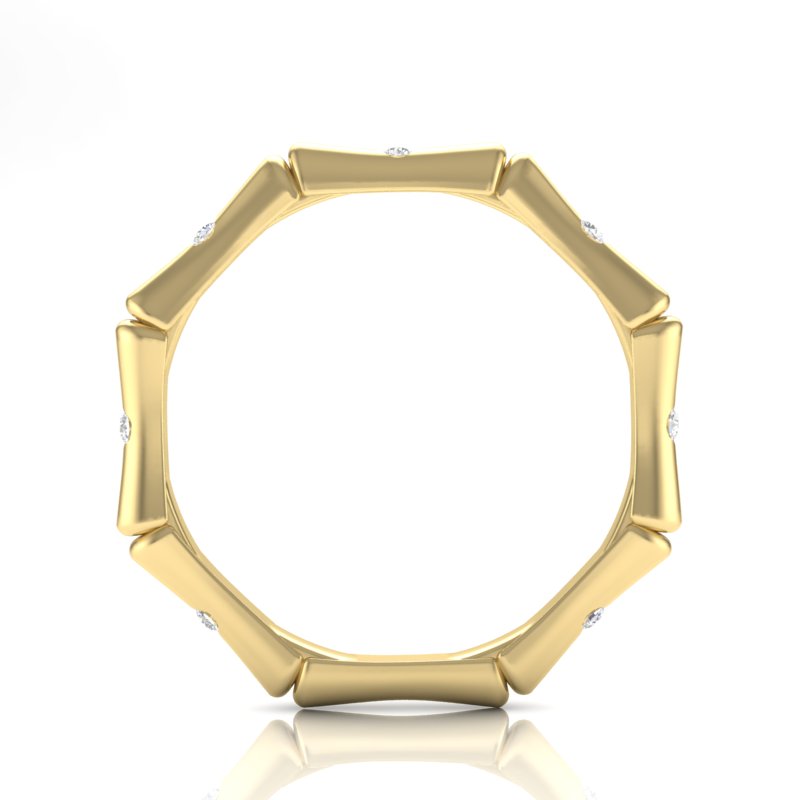 14k Gold Diamond Bamboo Ring Wedding Band - Abtin & Company 