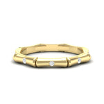 14k Gold Diamond Bamboo Ring Wedding Band - Abtin & Company 