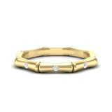 14k Gold Diamond Bamboo Ring Wedding Band - Abtin & Company 