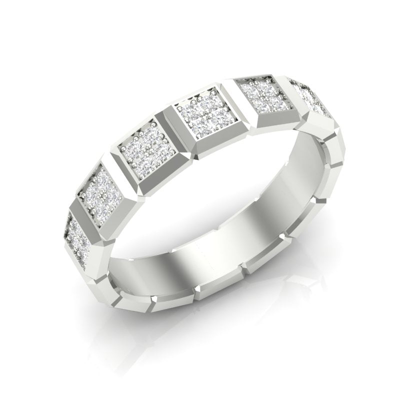 14k Gold Cube Diamond Band Ring - Abtin & Company 