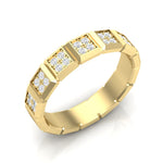 14k Gold Cube Diamond Band Ring - Abtin & Company 