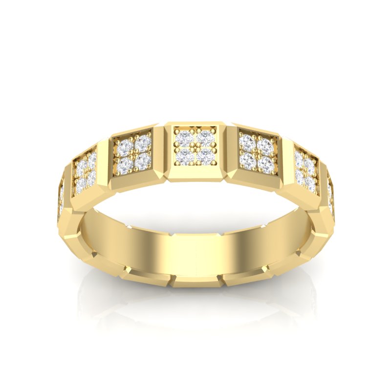 14k Gold Cube Diamond Band Ring - Abtin & Company 
