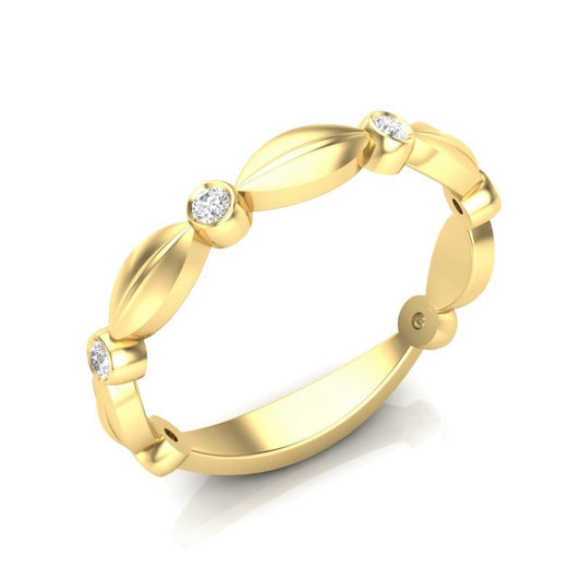 14k Gold Marquise Shape Bezel Diamond Wedding Band Stacking Ring - Abtin & Company 