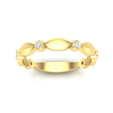 14k Gold Marquise Shape Bezel Diamond Wedding Band Stacking Ring - Abtin & Company 