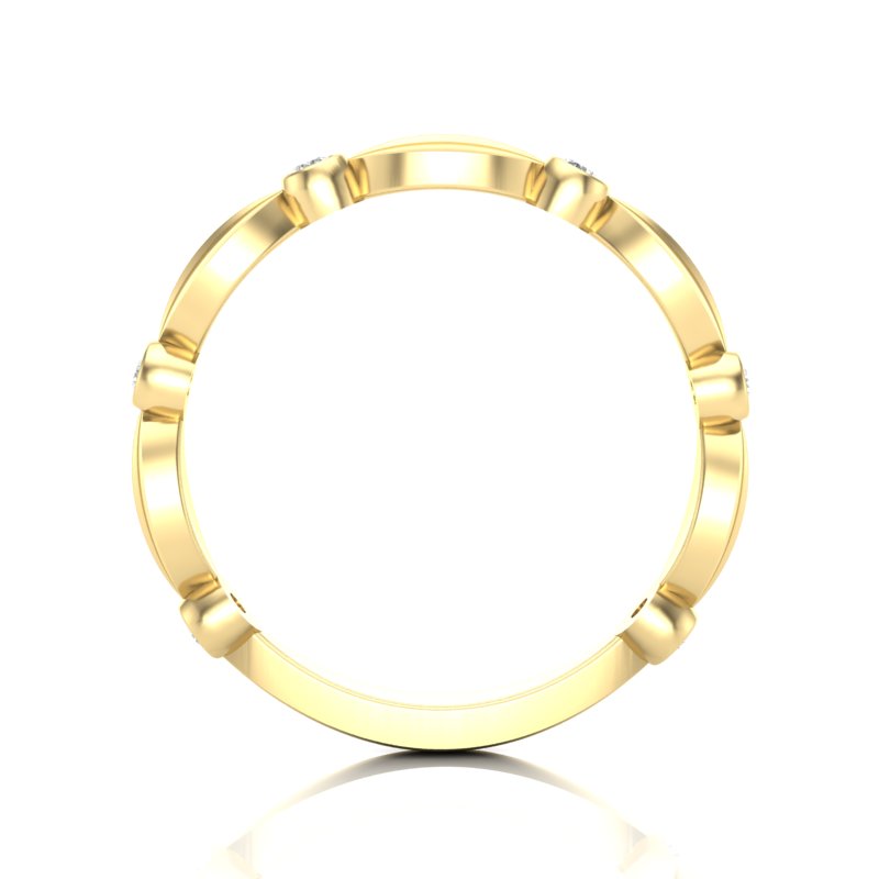 14k Gold Marquise Shape Bezel Diamond Wedding Band Stacking Ring - Abtin & Company 