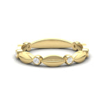 14k Gold Marquise Shape Bezel Diamond Wedding Band Stacking Ring - Abtin & Company 