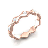 14k Gold Wave Design Diamond Band Stacking Ring - Abtin & Company 