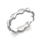 14k Gold Wave Design Diamond Band Stacking Ring - Abtin & Company 