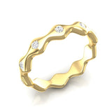 14k Gold Wave Design Diamond Band Stacking Ring - Abtin & Company 