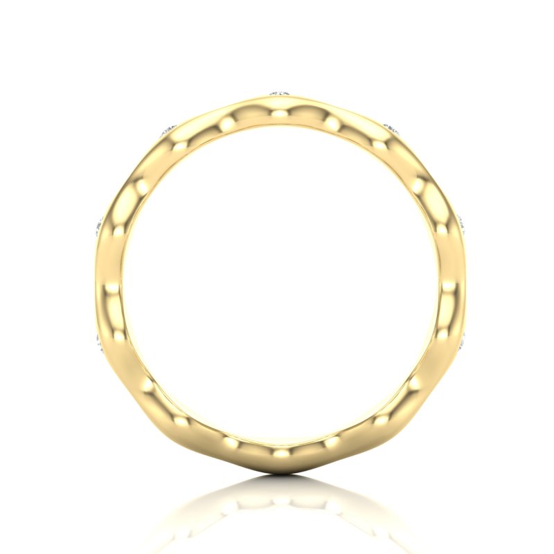14k Gold Wave Design Diamond Band Stacking Ring - Abtin & Company 