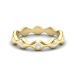 14k Gold Wave Design Diamond Band Stacking Ring - Abtin & Company 