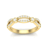 14k Gold Diamond Marquise & Dot Bezel Stackable Wedding Band - Abtin & Company 