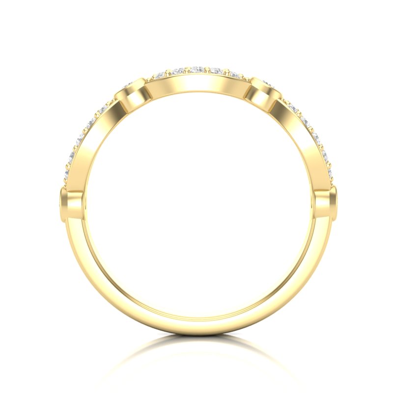 14k Gold Diamond Marquise & Dot Bezel Stackable Wedding Band - Abtin & Company 