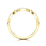 14k Gold Diamond Marquise & Dot Bezel Stackable Wedding Band - Abtin & Company 