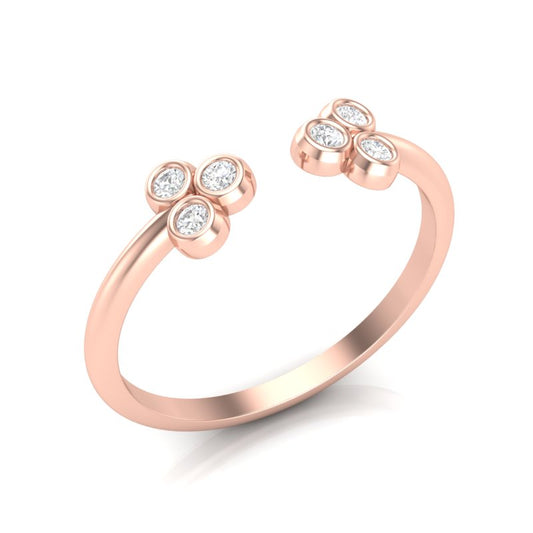 14k Gold Triple Bezel Cluster Open Diamond Ring - Abtin & Company 
