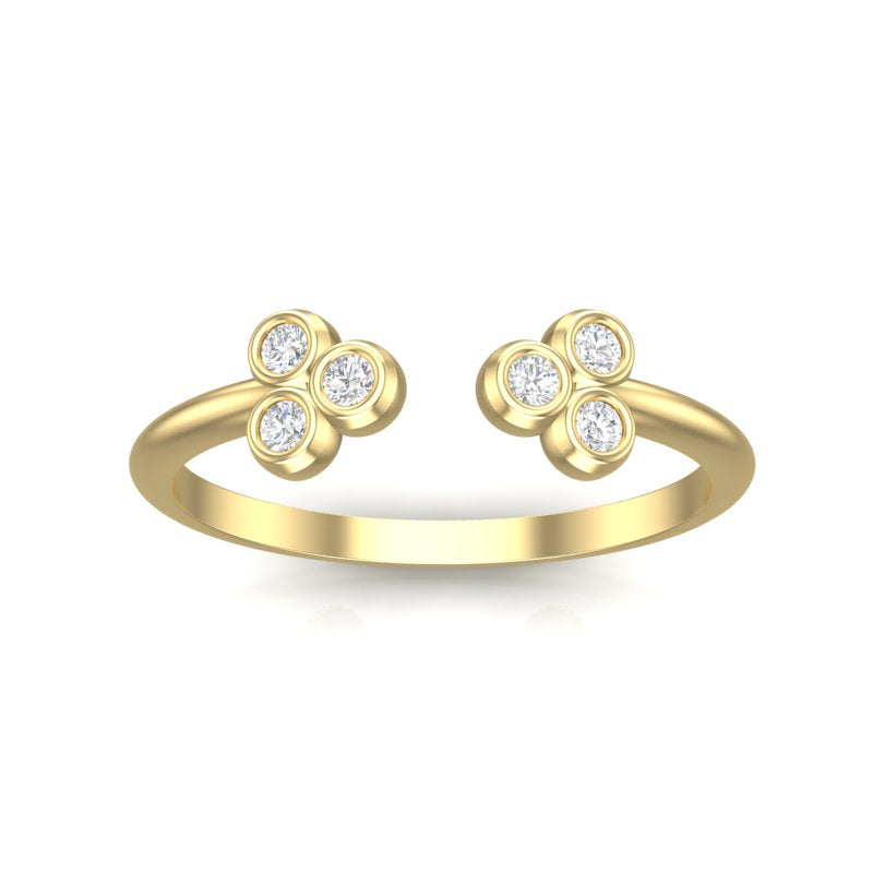 14k Gold Triple Bezel Cluster Open Diamond Ring - Abtin & Company 