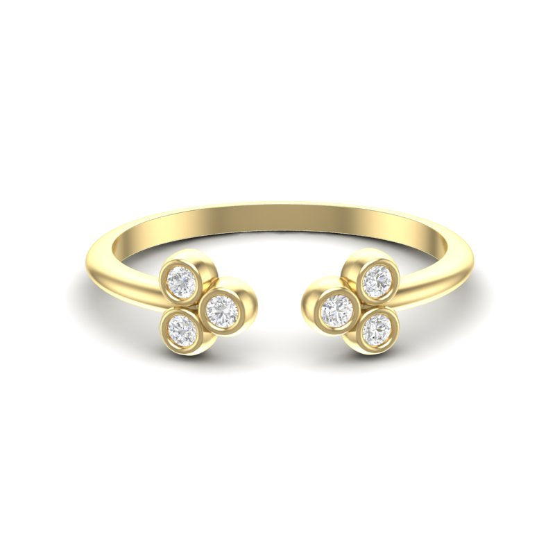 14k Gold Triple Bezel Cluster Open Diamond Ring - Abtin & Company 