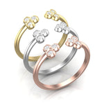 14k Gold Triple Bezel Cluster Open Diamond Ring - Abtin & Company 