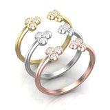 14k Gold Triple Bezel Cluster Open Diamond Ring - Abtin & Company 