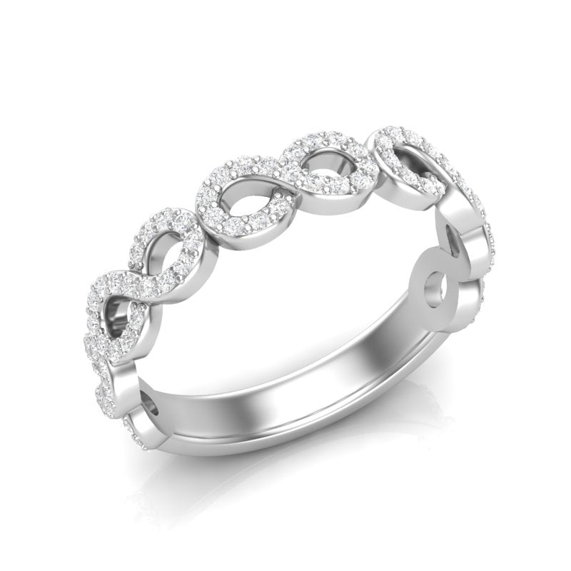 14k Gold Diamond Woven Infinity Stackable Ring - Abtin & Company 