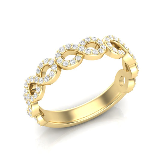14k Gold Diamond Woven Infinity Stackable Ring - Abtin & Company 