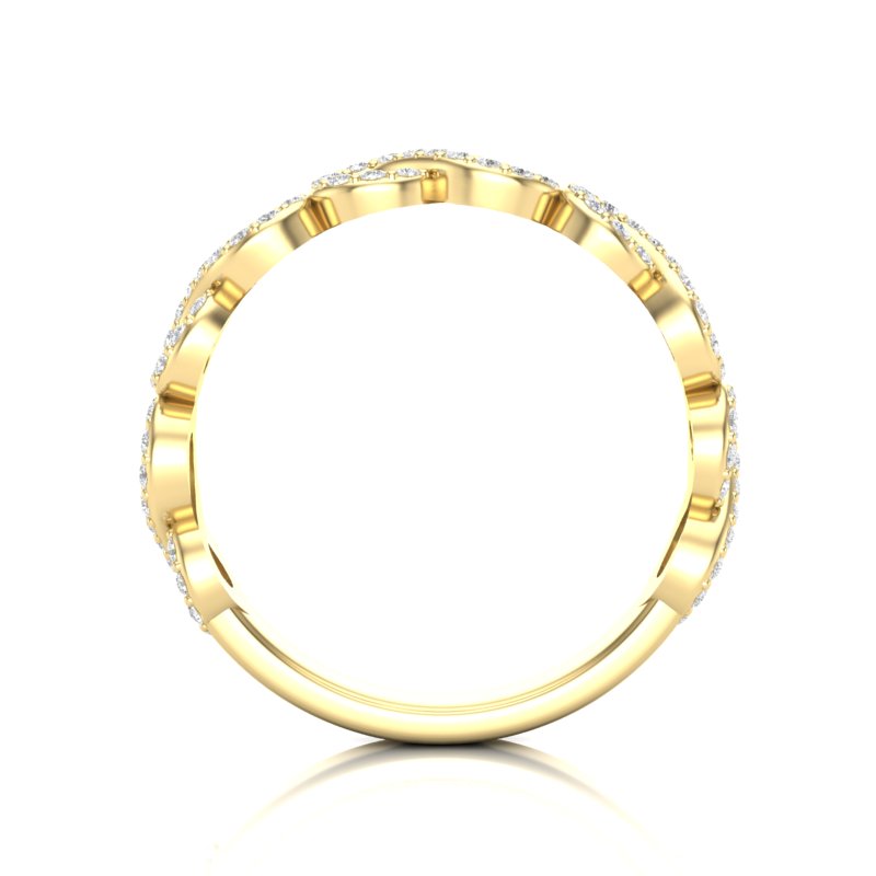 14k Gold Diamond Woven Infinity Stackable Ring - Abtin & Company 