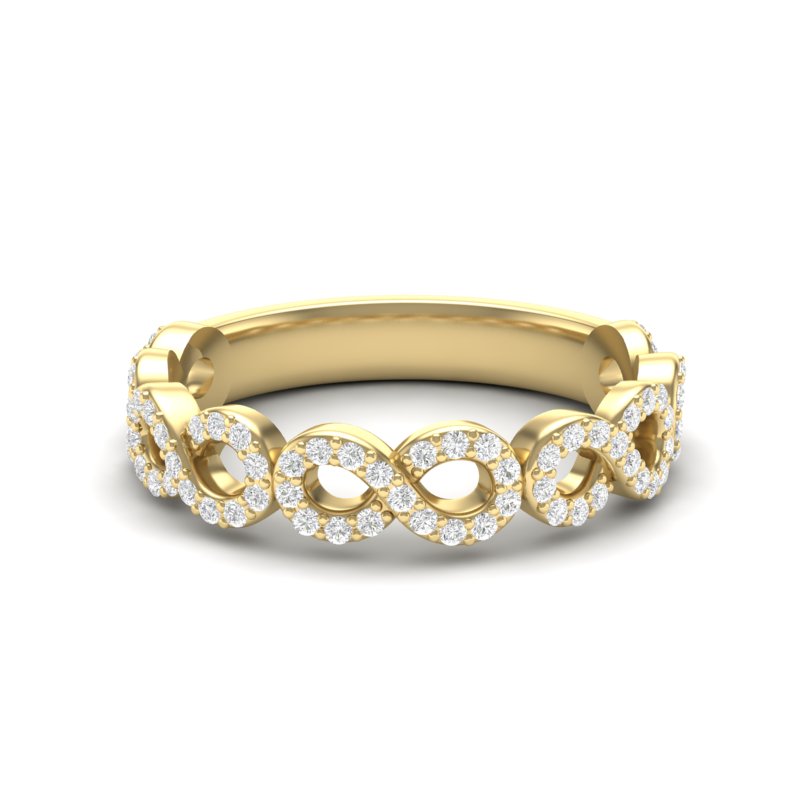 14k Gold Diamond Woven Infinity Stackable Ring - Abtin & Company 
