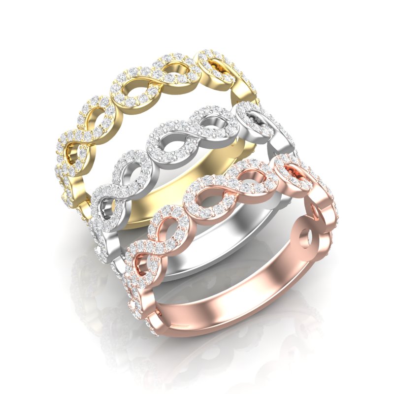 14k Gold Diamond Woven Infinity Stackable Ring - Abtin & Company 