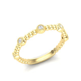 14k Gold Beaded Bezel Diamond Stackable Ring Wedding Band - Abtin & Company 