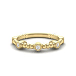 14k Gold Beaded Bezel Diamond Stackable Ring Wedding Band - Abtin & Company 