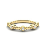 14k Gold Beaded Bezel Diamond Stackable Ring Wedding Band - Abtin & Company 