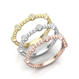 14k Gold Beaded Bezel Diamond Stackable Ring Wedding Band - Abtin & Company 