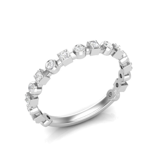 14k Gold Bezel Set Diamond Stackable Ring Wedding Band - Abtin & Company 