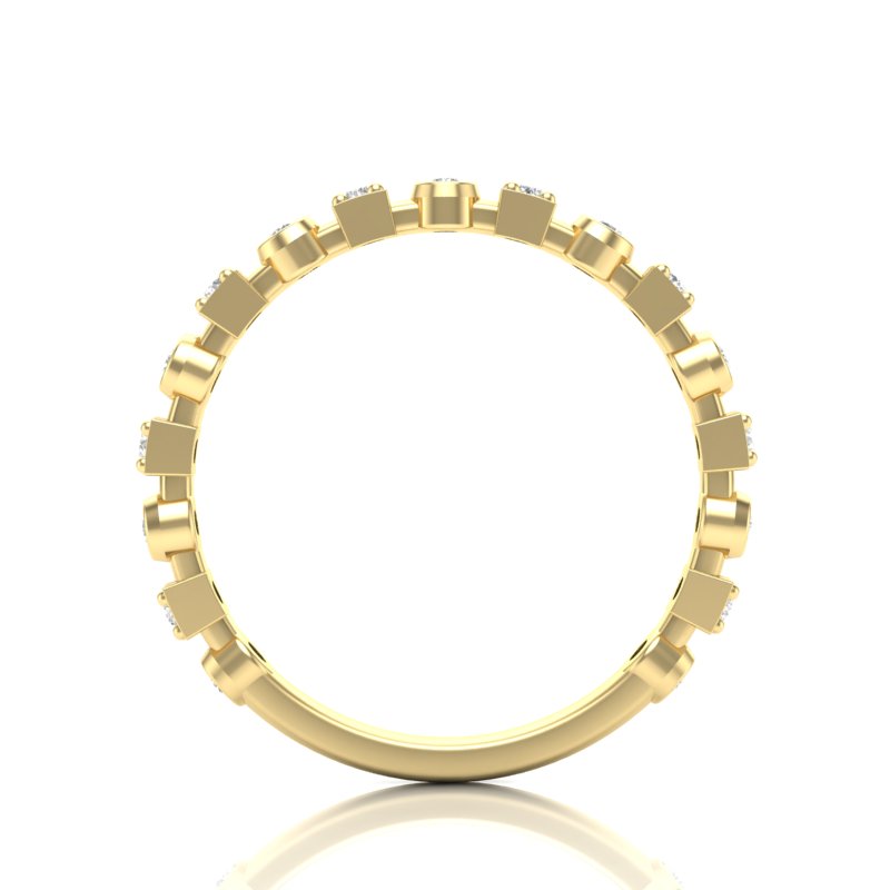 14k Gold Bezel Set Diamond Stackable Ring Wedding Band - Abtin & Company 