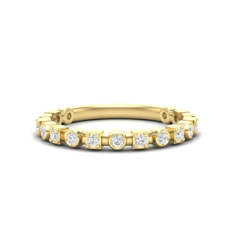 14k Gold Bezel Set Diamond Stackable Ring Wedding Band - Abtin & Company 