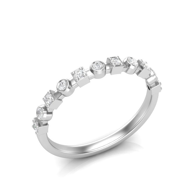 14k Gold Bezel Set Diamond Stackable Ring Wedding Band - Abtin & Company 