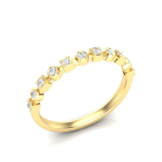 14k Gold Bezel Set Diamond Stackable Ring Wedding Band - Abtin & Company 