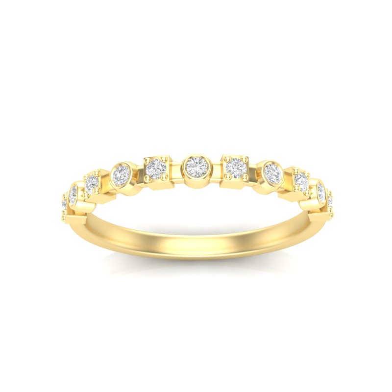 14k Gold Bezel Set Diamond Stackable Ring Wedding Band - Abtin & Company 