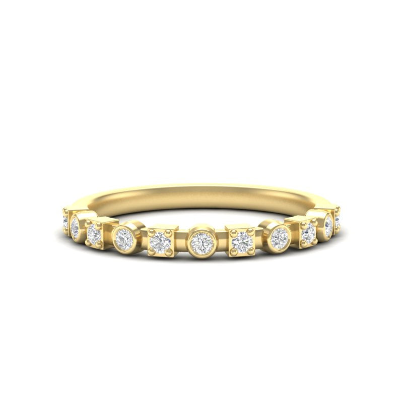 14k Gold Bezel Set Diamond Stackable Ring Wedding Band - Abtin & Company 