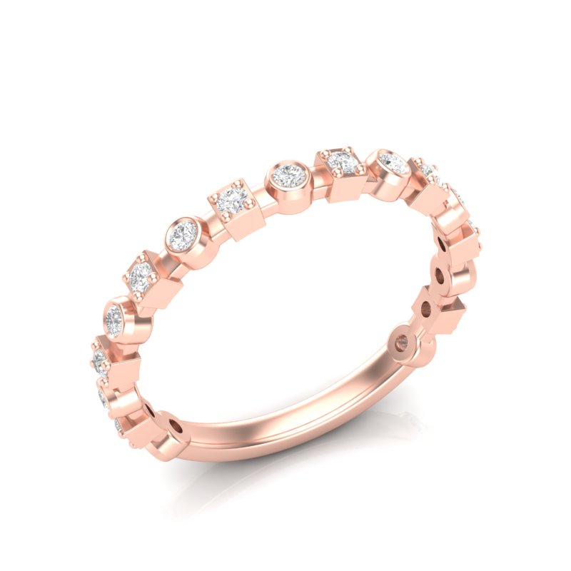 14k Gold Bezel Set Diamond Stackable Ring Wedding Band - Abtin & Company 
