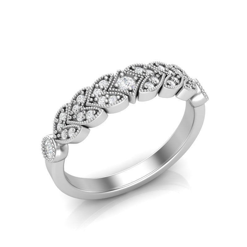 14k Gold Heart Design Diamond Ring Wedding Band - Abtin & Company 