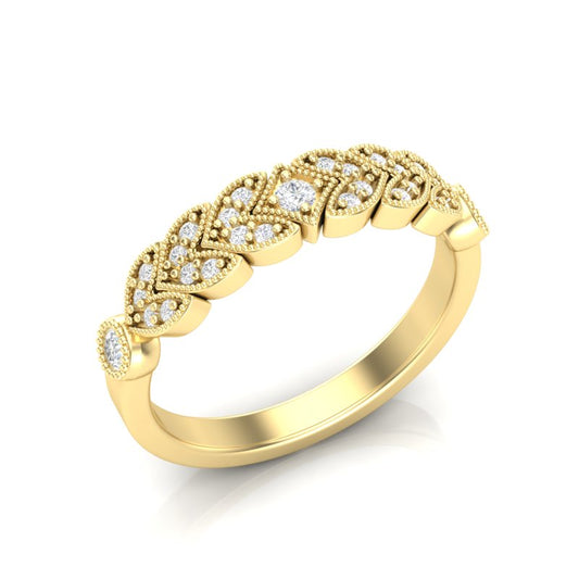 14k Gold Heart Design Diamond Ring Wedding Band - Abtin & Company 