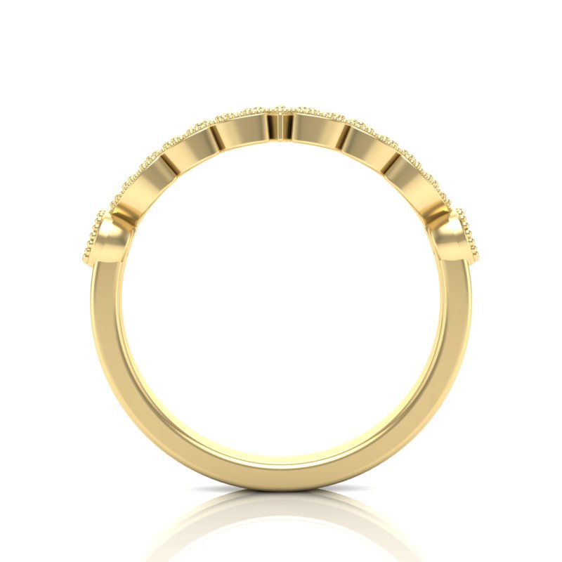 14k Gold Heart Design Diamond Ring Wedding Band - Abtin & Company 