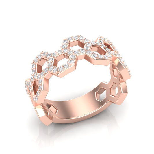 14k Gold Open Honeycomb Diamond Ring - Abtin & Company 