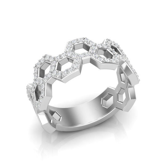 14k Gold Open Honeycomb Diamond Ring - Abtin & Company 